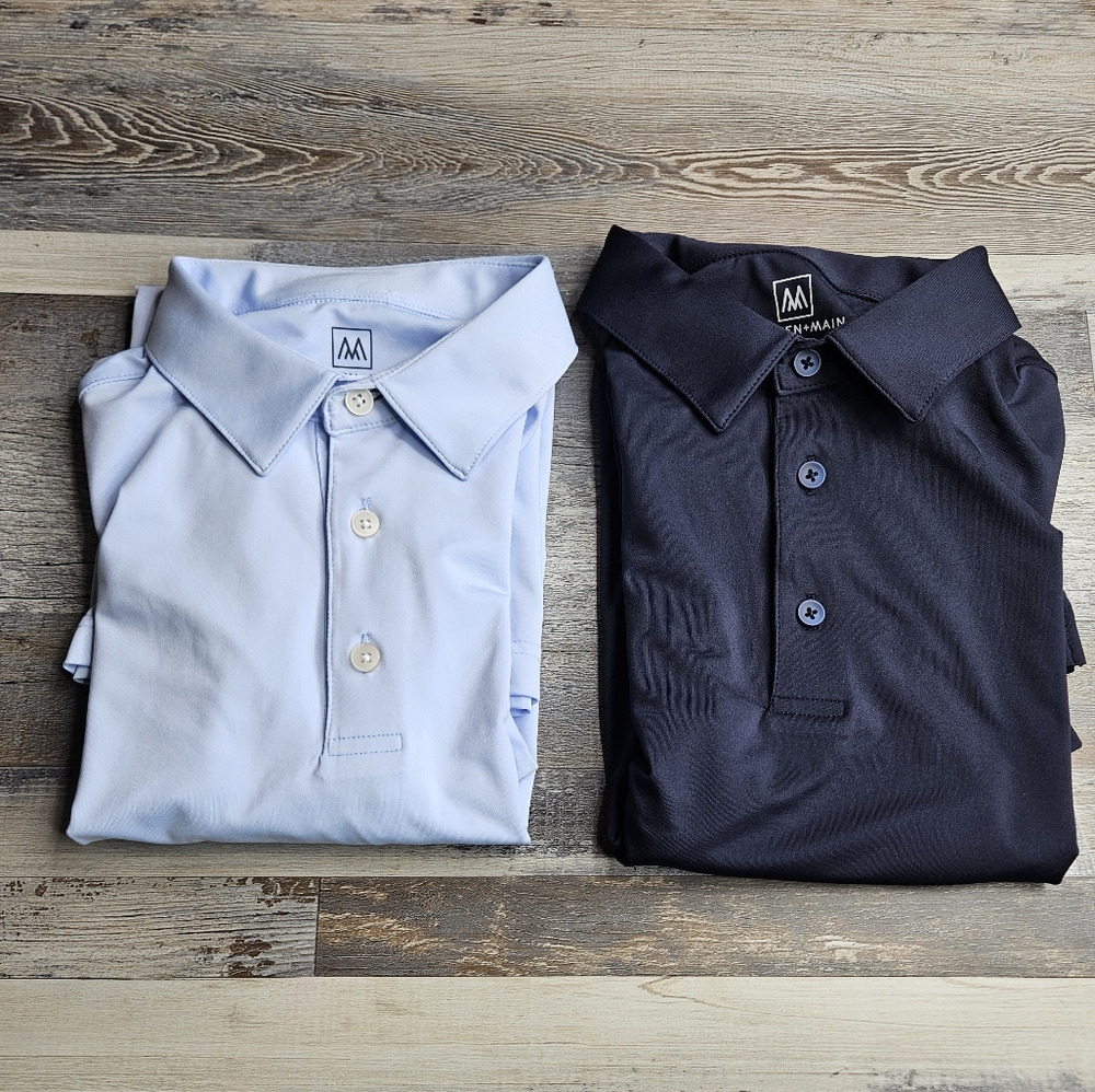 Mizzen + Main Lot Of Two Classic Polo Small Navy Light Blue Men's Size Small